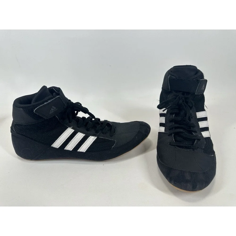 Adidas HVC 2 Wrestling Shoes MMA Boxing Black White Gum‎ AQ3325 Men's Size 10